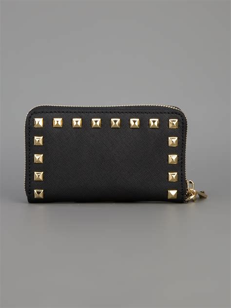 michael kors black and gold studded wallet|Michael Kors black wallet women's.